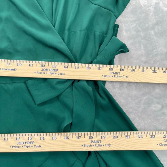 Torrid Top Womens 2X 18-20 Emerald Green Georgette Wrap Surplice Tunic Babydoll - Picture 9 of 16